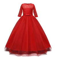 1 x RAW Customer Returns TTYAOVO Girls Pageant Princess Flower Dress Kids Prom Puffy Tulle Ball Gowns Size 140 8-9 Years 378 Red - RRP €33.13