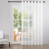 1 x RAW Customer Returns Topfinel room divider curtain white linen texture curtain transparent curtains blinds with eyelets 1 piece curtains living room extra width 300 cm eyelet curtains 280 cm high - RRP €43.98