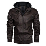 1 x RAW Customer Returns KEFITEVD Leather Jacket Men Transition Jacket Autumn Winter Leather Jacket Men Vintage Men s Jacket Detachable Hood Faux Leather Motorcycle Jacket Men Coffee M - RRP €80.65