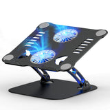 1 x RAW Customer Returns Laptop Stand Height Adjustable with RGB Fan, Foldable Laptop Stand Made of Aluminum Alloy, Ventilated Laptop Stand Notebook Holder Ergonomic Compatible with All MacBook, Laptop 10-17  - RRP €35.99