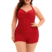 1 x RAW Customer Returns Durio Women s Large Size One-Piece Monokinis Tummy Control Swimwear Swimsuit Beachwear Halterneck Push Up Twist Front Red 48-50 Tag Size 4XL  - RRP €35.28