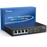 1 x RAW Customer Returns VIMIN 6-Port 2.5G PoE Switch Unmanaged, 4X 2.5G Base-T PoE Ports, 2X 10Gbps SFP , 4-Port PoE Switch with 60Gbps Ethernet Switching Capacity, Support IEEE802.3af at, 65W, VLAN, Metal Housing - RRP €78.64