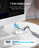 1 x RAW Customer Returns USB Hub, ORICO USB C 3.2 Gen 2 Hub, 7 Port USB Splitter 10 Gbps with 4 USB A, 2 USB C and 1 PD 60W, 24V 3A Power Adapter, Aluminum USB Splitter with 1M USB C Cable for MacBook, MacBook Pro - RRP €79.99