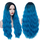 1 x RAW Customer Returns Mildiso Women s Wig Blue Long Wavy Curls Natural For Women Everyday Anime Cosplay Costume Party Halloween Carnival 026A - RRP €24.19