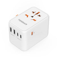 1 x RAW Customer Returns TESSAN Travel Adapter Worldwide USB C, 65W GaN Travel Adapter Fast Charger, Travel Plug with 2 USB and 3 USB C, Universal for Japan Germany USA England China - RRP €46.07