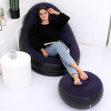 1 x RAW Customer Returns LONEEDY Inflatable Leisure Sofa Chair and Footstool Folding Outdoor Flocked Blue - RRP €39.99