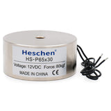 1 x RAW Customer Returns Heschen Electromagnet Magnet Solenoid, P65 30, OD 65mm, DC12V, 80kg 176lb - RRP €27.23