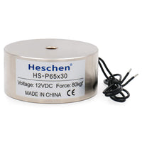 1 x RAW Customer Returns Heschen Electromagnet Solenoid Magnet, P65 30, OD 65mm, DC12V, 80Kg 176 lb - RRP €26.11