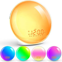 1 x RAW Customer Returns Light alarm clock Wake Up Light with double alarms 7 colors RGB daylight alarm clock mood light 20 brightness levels night light 8 natural rings sunrise simulation for heavy sleepers children adults - RRP €15.56