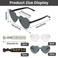 2 x Brand New 16PCS Jga Glasses Team Bride Bracelets, Heart Sunglasses, Hen Party Woman Accessories, Bride Bracelet, Party Sunglasses Team Bride, Rimless Heart Glasses, for Birthday Parties, Weddings - RRP €16.1