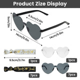 2 x Brand New 16PCS Jga Glasses Team Bride Bracelets, Heart Sunglasses, Hen Party Woman Accessories, Bride Bracelet, Party Sunglasses Team Bride, Rimless Heart Glasses, for Birthday Parties, Weddings - RRP €16.1