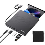 1 x RAW Customer Returns ORIGBELIE 6 in 1 External CD DVD Drive, External DVD Burner USB 3.0 Type C CD DVD ROM -RW Drive with USB Port, External CD Drive for Laptop Desktop Mac OS Win11 10 8 7 XP Linux Vista - RRP €24.99