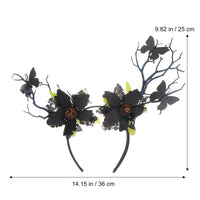 1 x RAW Customer Returns Lurrose Antler Flower Headband Butterfly Flower Garland Crown Gothic Halo Headpiece Boho Butterflies Elk Antler Headband for Halloween Christmas Party Hat Black - RRP €16.13