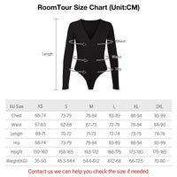 1 x RAW Customer Returns RoomTour Women s Bodysuit Long Sleeve Deep V-Neck Jumpsuit Elegant Bodysuits for Women 3-Black M - RRP €27.22