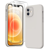 1 x RAW Customer Returns HATOSHI 3-in-1 iPhone 12 Case with 2 Pieces Protective Glass, Liquid Silicone Anti-Slip Scratch-Resistant Shockproof Cell Phone Case iPhone 12 Protective Case, Stone Gray - RRP €18.99