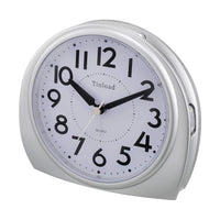 1 x RAW Customer Returns 5.5 inch Silent Analog Alarm Clock without Ticking, Gentle Wake Up, Beeps, Volume Up, Battery Powered Snooze and Light Functions, Simple Set, Silver - RRP €21.17