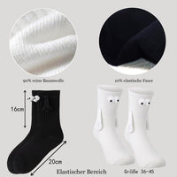 2 x Brand New RSHVSMS 2 Pairs of Funny Magnetic Socks, 3D Cute Cartoon Hand in Hand Pair of Cotton Socks with Strong Elasticity Suitable for Men and Women, EU Size 36-45 Black White  - RRP €55.2