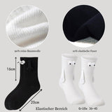 4 x Brand New RSHVSMS 2 Pairs of Funny Magnetic Socks, 3D Cute Cartoon Hand in Hand Pair of Cotton Socks with Strong Elasticity Suitable for Men and Women, EU Size 36-45 Black White  - RRP €110.4