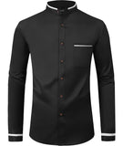 1 x Brand New JACKETOWN Business Shirts Men s Long Sleeve with Chest Pocket Shirt Elegant Men s Stand-Up Collar Slim Fit Easy-Iron Men s Long Sleeve Shirt Black White XL - RRP €34.27