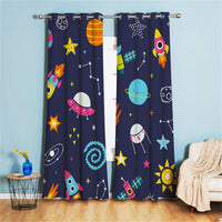 1 x RAW Customer Returns Koudi Space Blackout Curtains Space Astronaut Starry Sky Universe Pattern Opaque Curtains with Eyelets for Children s Room, Baby Room Decoration 160 x 132cm H W  - RRP €31.75