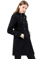 1 x RAW Customer Returns Allegra K Women s A Line Stand-Up Collar Button Down Trench Coat Winter Coat Black M - RRP €93.77