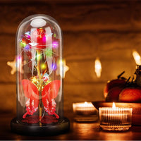 8 x Brand New Yuragim Eternal Rose in Glass, Mother s Day Gifts for Dad, Beauty and the Beast Rose with LED Light and Greeting Card, Galaxy Rose and 3D Butterfly in Glass Dome, Mother Women - RRP €163.2