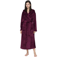 1 x RAW Customer Returns Mnemo Women s Long Bathrobe with Hood, Bathrobe for Women, Terry, Fluffy, Color Red, XL - RRP €24.0