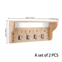 3 x Brand New Akloya Coat Hooks with Shelf Wall Mounted, Set of 2, Entryway Coat Rack for Wall, Wall Floating Shelf with 4 Double Metal Hooks for Bathroom, Bedroom, Kitchen, Living Room, Mud - RRP €80.97