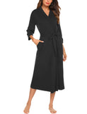 1 x RAW Customer Returns UNibelle ladies dressing gown long light kimono maxi thin sauna gown soft robe pocket women housecoat black 3XL - RRP €39.31