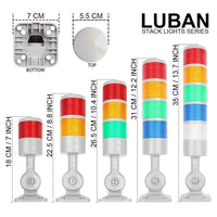 1 x RAW Customer Returns LUBAN LED Signal Tower Lights, Industrial Signal Lights, Column Tower Lamp with Swivel Base, Switchable Steady Flashing Light, 12V 24V DC 2 Layers, with Buzzer  - RRP €22.87