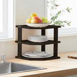 1 x RAW Customer Returns YOUDENOVA Bamboo Tableware Organizer 25x25x25, Corner Cabinet Insert 3 Tier for Kitchen Shelf, Dish Drainer, Plate Rack, Black - RRP €17.64