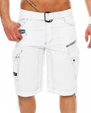 1 x RAW Customer Returns Geographical Norway Men s Cotton Cargo Shorts Parasol Fabric Belt,White,L - RRP €46.12