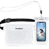 1 x RAW Customer Returns ivoler waterproof bag pouch bum bag protective case with waterproof cell phone case, universal beach bag with cell phone pocket waterproof for water sports, beach, swimming, boating white  - RRP €13.1