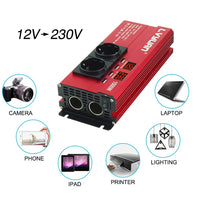 1 x RAW Customer Returns LVYUAN voltage converter 12V 230V 1500W inverter RED - RRP €59.99