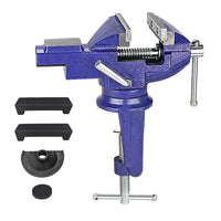 1 x RAW Customer Returns Table Vice with 360 Degree Rotating Base, Jaw Width 80mm, Table Clamp with Anvil for Woodworking, Crafts, Cutting, Drilling - Blue - RRP €24.0