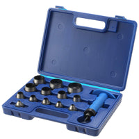 1 x RAW Customer Returns TOPWAY Hollow Punch Set 14 Pieces, 5-35mm Professional Leather Punch Cutter with Fist Handle in Plastic Case for Leatherworking Belt Rubber Gaskets Strap - RRP €28.04