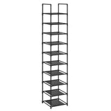 1 x RAW Customer Returns SONGMICS Shoe Rack, Shoe Organizer, 10 Shelves, Narrow Open Shoe Rack, 33 x 33 x 173 cm, Metal Frame, Non-Woven Fabric Shelves, for Hallway, Bedroom, Black LSR110B02 - RRP €18.62