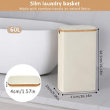 1 x RAW Customer Returns iEGrow laundry basket 60l, narrow laundry collector with removable and washable inner bag, laundry baskets with handles for clothes, toys, towels beige  - RRP €30.08