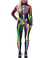 1 x RAW Customer Returns AIDEAONE Halloween Costume Women s Skeleton Jumpsuit Bone Skeleton Suit Carnival Fancy Dress Black S - RRP €25.48