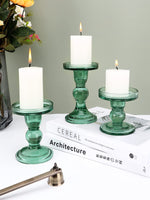 1 x RAW Customer Returns Lewondr Resin Marble Style Candle Holder, 3 Pieces Candlesticks in Different Sizes, Table Decoration Tealight Holder for Romantic Dinner, Wedding, Christmas, Birthday, Green - RRP €29.23