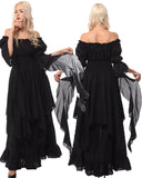 1 x RAW Customer Returns CR ROLECOS Renaissance Dress Victorian Dress Women s Costume Satin High Waist Medieval Black XXL 3XL - RRP €50.4