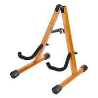 1 x RAW Customer Returns Guitar Stand, Wooden Electric Guitar Stand with Non-Slip Rubber and Soft Foam Arms, Portable Foldable A-Frame Acoustic Guitar Stand, Easy to Assemble, Floor Stand for On the Go - RRP €23.44