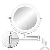 1 x RAW Customer Returns FFowcye Cosmetic Mirror with Lighting Wall Mounted, 1X 10X Magnifying Mirror with Light, Dimmable Makeup Mirror with Touch Switch USB Rechargeable, Shaving Mirror 360 Rotatable for Bathroom and Hotel - RRP €38.11