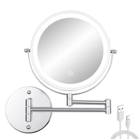 1 x RAW Customer Returns FFowcye makeup mirror with lighting and wall mounting, 1X 10X magnification cosmetic mirror, dimmable makeup mirror with touch screen, USB rechargeable, shaving mirror 360 rotatable for bathroom and hotel - RRP €39.99