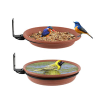 2 x RAW Customer Returns 2 pieces bird bath, balcony bird feeder, bird feeder balcony railing round with wall bracket, attracting wild birds bird bath accessories, bird house for hanging bird baths for the garden - RRP €32.04