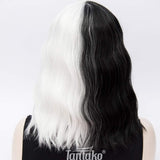 1 x RAW Customer Returns TANTAKO Women s Half Black Half White Cosplay Short Bob Wig for Halloween Carnival and Party Fancy Dress Short A  - RRP €22.18