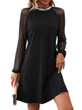 1 x RAW Customer Returns GORGLITTER Dress With Lace Women s Long Sleeve Dress Elegant Lace Dress Knee Length Dress With Sequins T-Shirt Dresses Casual Dress Long Sleeve Black XL - RRP €33.26