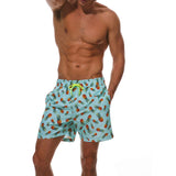 1 x RAW Customer Returns HLVEXH Men Light Green Blue Green Pineapple Lined Board Shorts Funny Retro Elastic Band Rawsting Shorts for Men XL - RRP €24.0