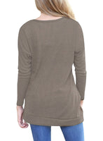 1 x Brand New MOLERANI women s long-sleeved T-shirt, lightweight sweater, loose long-sleeved shirt, tunic tops, casual blouse, round neck tops, brown DE 34-36 S - RRP €26.99