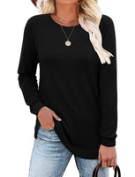 1 x Brand New CZIMOO Women s Sweatshirt Blouse Women Pullover Sweatshirt Elegant Long Sleeve Tunic Round Neck Lightweight Work Tunic Shirt Autumn Basic Tops Black M - RRP €24.0